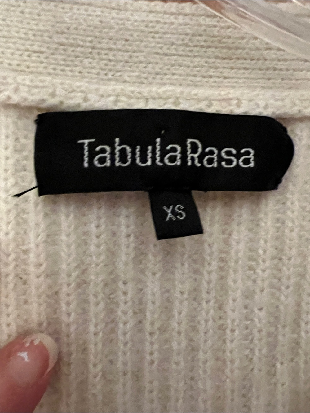 Tabula Rasa Ivory Ribbed V-Neck Cropped Cardigan - Picture 2 of 6